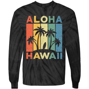 Aloha Hawaii Hawaiian Island Palm Beach Surfboard Surf Tie-Dye Long Sleeve Shirt