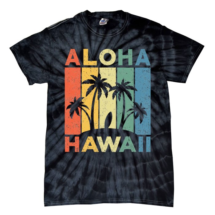 Aloha Hawaii Hawaiian Island Palm Beach Surfboard Surf Tie-Dye T-Shirt