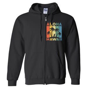 Aloha Hawaii Hawaiian Island Palm Beach Surfboard Surf Full Zip Hoodie