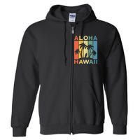 Aloha Hawaii Hawaiian Island Palm Beach Surfboard Surf Full Zip Hoodie