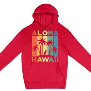 Aloha Hawaii Hawaiian Island Palm Beach Surfboard Surf Premium Pullover Hoodie