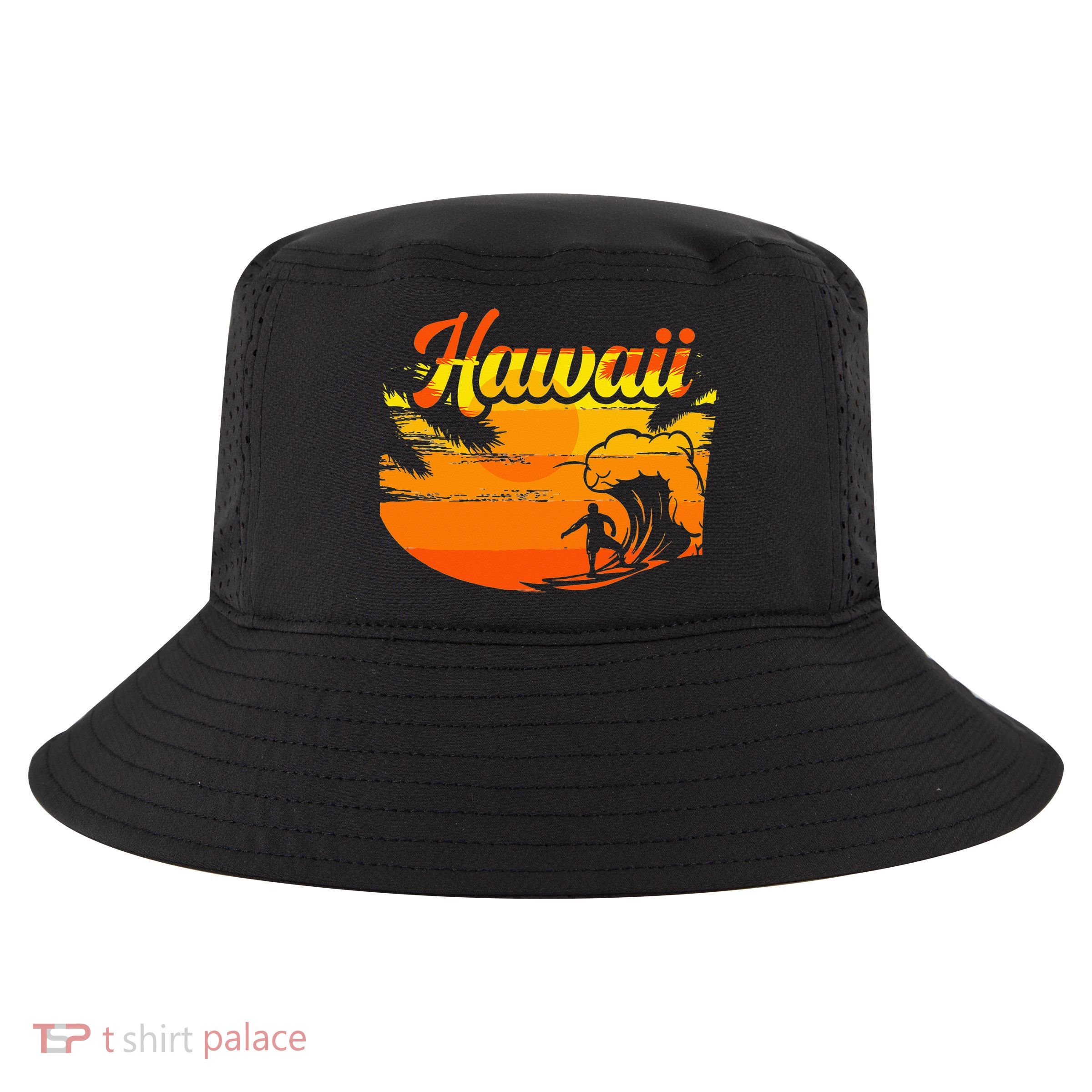 Aloha Hawaii Hawaiian Island Palm Beach Surfboard Cool Comfort Performance Bucket Hat