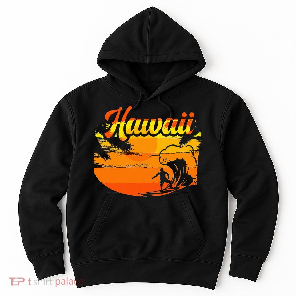 Aloha Hawaii Hawaiian Island Palm Beach Surfboard Hoodie
