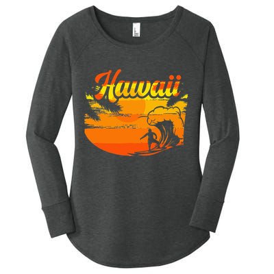 Aloha Hawaii Hawaiian Island Palm Beach Surfboard Women's Perfect Tri Tunic Long Sleeve Shirt