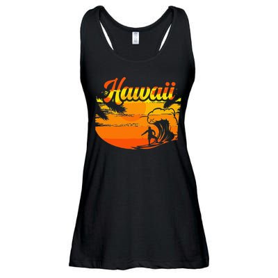 Aloha Hawaii Hawaiian Island Palm Beach Surfboard Ladies Essential Flowy Tank