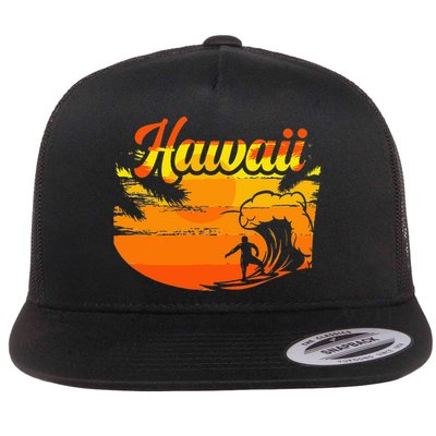 Aloha Hawaii Hawaiian Island Palm Beach Surfboard Flatbill Hat