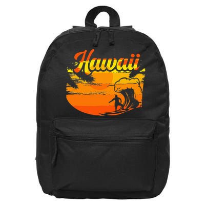 Aloha Hawaii Hawaiian Island Palm Beach Surfboard 16 in Basic Backpack