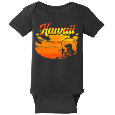 Aloha Hawaii Hawaiian Island Palm Beach Surfboard Baby Bodysuit