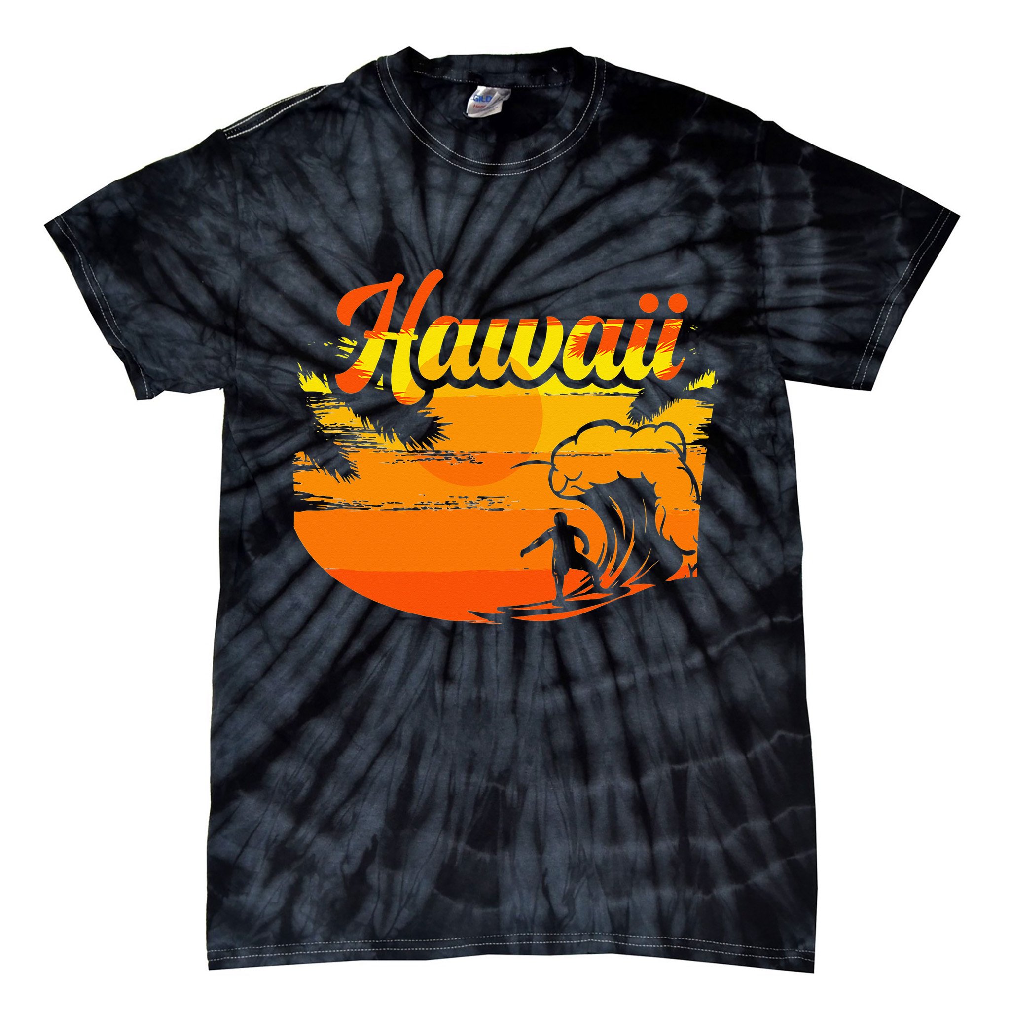 Aloha Hawaii Hawaiian Island Palm Beach Surfboard Tie-Dye T-Shirt