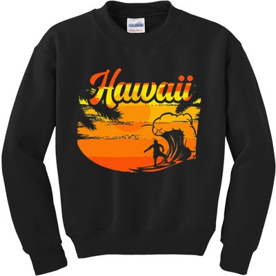 Aloha Hawaii Hawaiian Island Palm Beach Surfboard Kids Sweatshirt