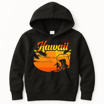 Aloha Hawaii Hawaiian Island Palm Beach Surfboard Kids Hoodie