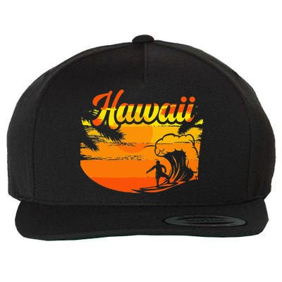 Aloha Hawaii Hawaiian Island Palm Beach Surfboard Wool Snapback Cap