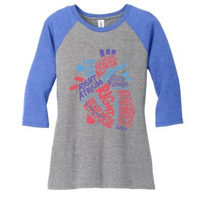 Anatomical Hu Heart Cardiology Medical Cardiac Nurse Cool Gift Women's Tri-Blend 3/4-Sleeve Raglan Shirt