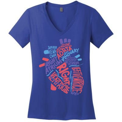 Anatomical Hu Heart Cardiology Medical Cardiac Nurse Cool Gift Women's V-Neck T-Shirt