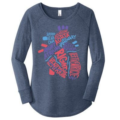 Anatomical Hu Heart Cardiology Medical Cardiac Nurse Cool Gift Women's Perfect Tri Tunic Long Sleeve Shirt