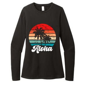 Aloha Hawaii Hawaiian Island Palm Tree Beach Retro 70s 80s Womens CVC Long Sleeve Shirt