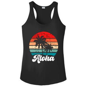 Aloha Hawaii Hawaiian Island Palm Tree Beach Retro 70s 80s Ladies PosiCharge Competitor Racerback Tank