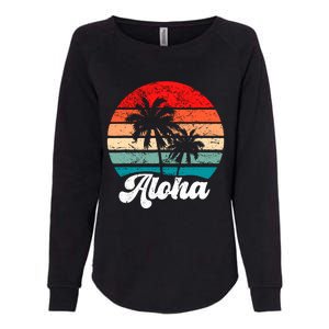 Aloha Hawaii Hawaiian Island Palm Tree Beach Retro 70s 80s Womens California Wash Sweatshirt