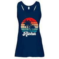 Aloha Hawaii Hawaiian Island Palm Tree Beach Retro 70s 80s Ladies Essential Flowy Tank