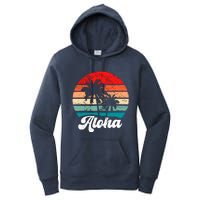 Aloha Hawaii Hawaiian Island Palm Tree Beach Retro 70s 80s Women's Pullover Hoodie