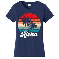 Aloha Hawaii Hawaiian Island Palm Tree Beach Retro 70s 80s Women's T-Shirt