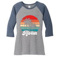 Aloha Hawaii Hawaiian Island Palm Tree Beach Retro 70s 80s Women's Tri-Blend 3/4-Sleeve Raglan Shirt