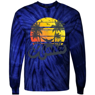 Aloha Hawaii Hawaiian Island Palm Trees Beach Vacation Tie-Dye Long Sleeve Shirt