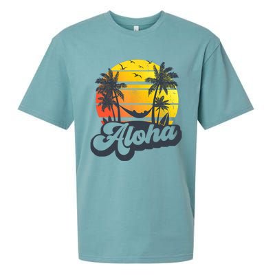 Aloha Hawaii Hawaiian Island Palm Trees Beach Vacation Sueded Cloud Jersey T-Shirt