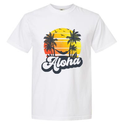 Aloha Hawaii Hawaiian Island Palm Trees Beach Vacation Garment-Dyed Heavyweight T-Shirt