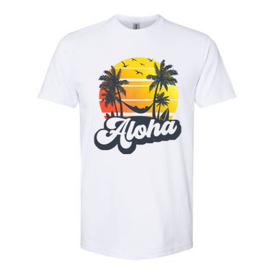 Aloha Hawaii Hawaiian Island Palm Trees Beach Vacation Softstyle CVC T-Shirt