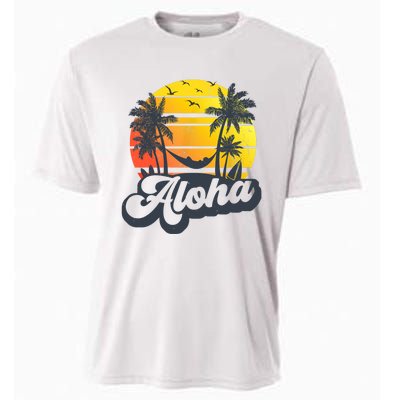 Aloha Hawaii Hawaiian Island Palm Trees Beach Vacation Cooling Performance Crew T-Shirt