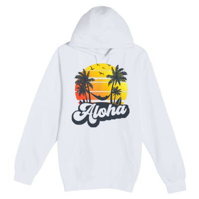 Aloha Hawaii Hawaiian Island Palm Trees Beach Vacation Premium Pullover Hoodie