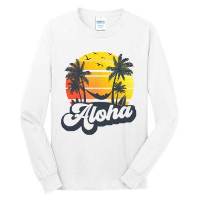 Aloha Hawaii Hawaiian Island Palm Trees Beach Vacation Tall Long Sleeve T-Shirt