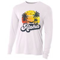 Aloha Hawaii Hawaiian Island Palm Trees Beach Vacation Cooling Performance Long Sleeve Crew