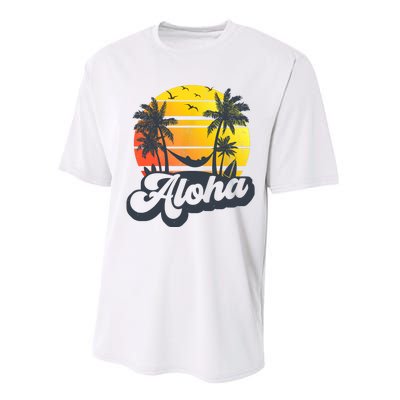 Aloha Hawaii Hawaiian Island Palm Trees Beach Vacation Performance Sprint T-Shirt