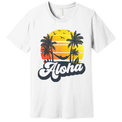 Aloha Hawaii Hawaiian Island Palm Trees Beach Vacation Premium T-Shirt