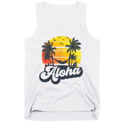 Aloha Hawaii Hawaiian Island Palm Trees Beach Vacation Tank Top