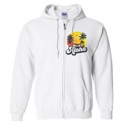 Aloha Hawaii Hawaiian Island Palm Trees Beach Vacation Full Zip Hoodie