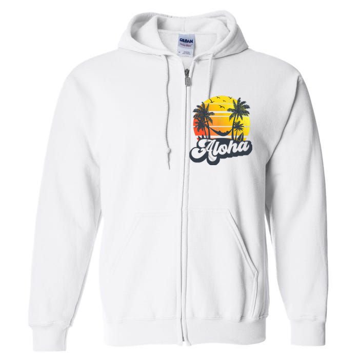 Aloha Hawaii Hawaiian Island Palm Trees Beach Vacation Full Zip Hoodie