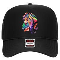 Awesome Horse Horseback Riding Equestrian Lovers High Crown Mesh Back Trucker Hat