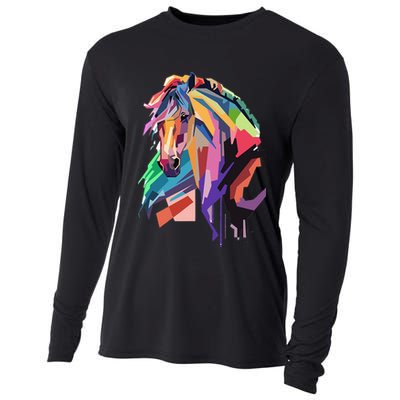 Awesome Horse Horseback Riding Equestrian Lovers Cooling Performance Long Sleeve Crew