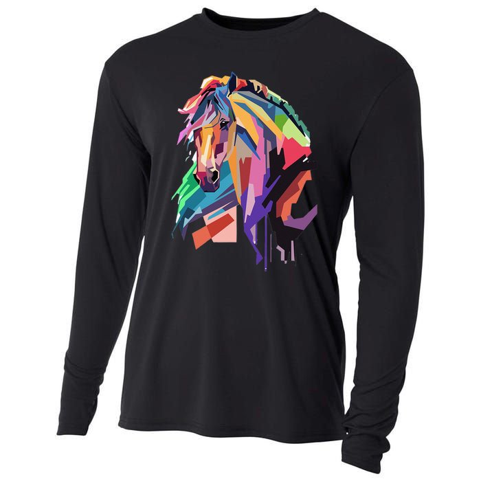 Awesome Horse Horseback Riding Equestrian Lovers Cooling Performance Long Sleeve Crew