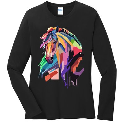 Awesome Horse Horseback Riding Equestrian Lovers Ladies Long Sleeve Shirt