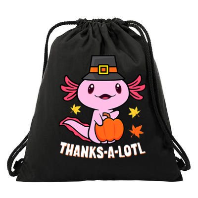 Axolotl Happy HalloThanksmas Funny Halloween Thanksgiving Drawstring Bag