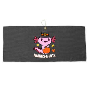 Axolotl Happy HalloThanksmas Funny Halloween Thanksgiving Large Microfiber Waffle Golf Towel