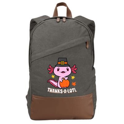 Axolotl Happy HalloThanksmas Funny Halloween Thanksgiving Cotton Canvas Backpack