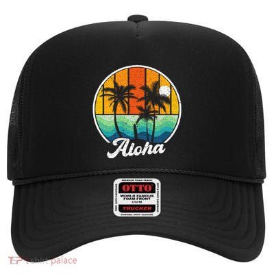 Aloha Hawaii Hawaiian Island Surf High Crown Mesh Back Trucker Hat