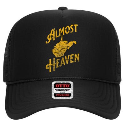 Almost Heaven Home West Virginia Map 304 Wv High Crown Mesh Back Trucker Hat