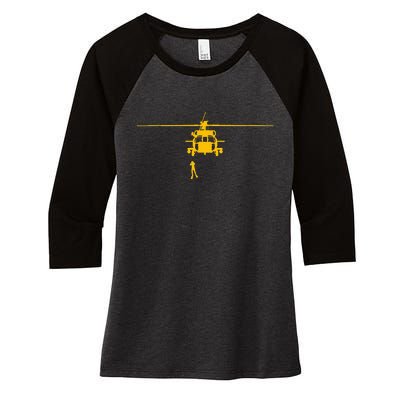 Awesome H60 Helicopter Search And Rescue Women's Tri-Blend 3/4-Sleeve Raglan Shirt