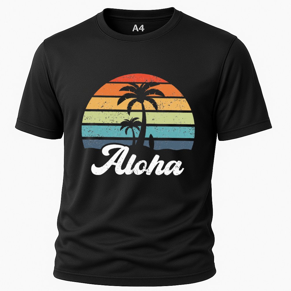 Aloha Hawaii Hawaiian Island Palm Beach Surfboard Surf Cooling Performance Crew T-Shirt